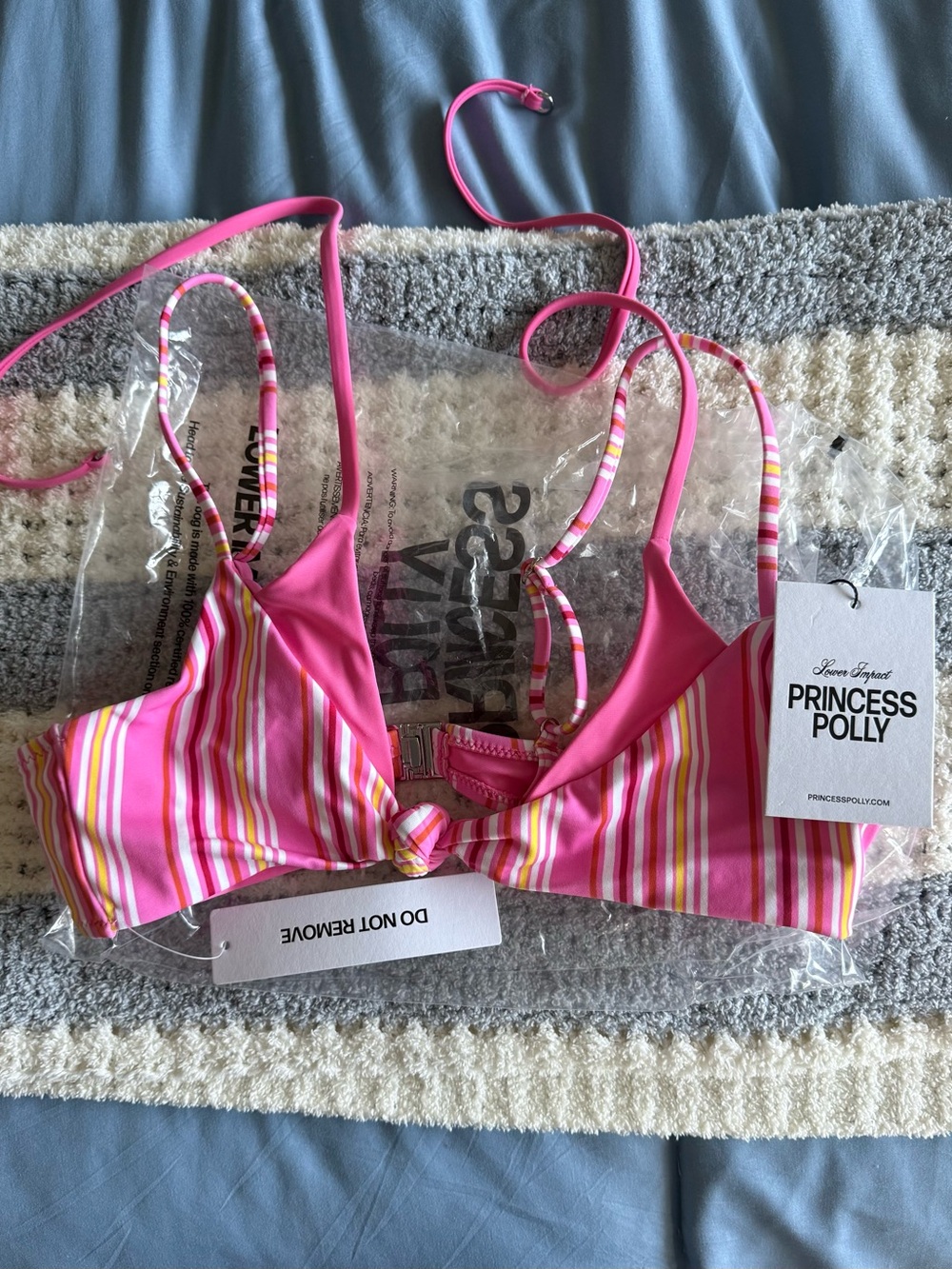 Princess Polly Pink Multi-Stripe Halter Bikini Top